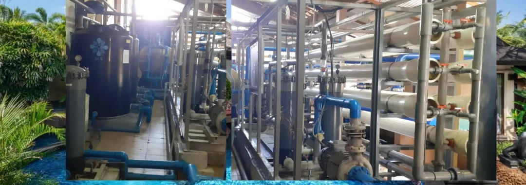 Industrial desalination system at St. Regis Bali using Activated Filter Media (AFM) and Sea Water Reverse Osmosis (SWRO).