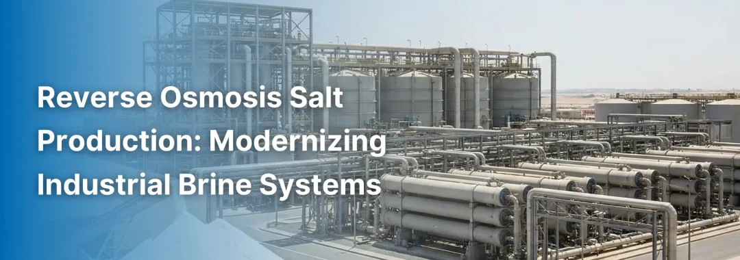 Industrial engineer inspecting high-pressure piping in a reverse osmosis salt production facility to ensure efficient brine concentration.