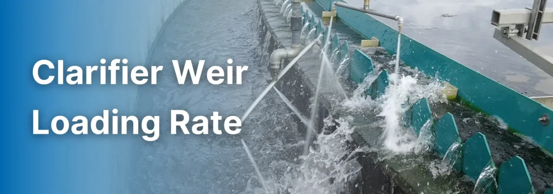 Industrial water technician inspecting the V-notch weir of a clarifier to ensure the clarifier weir loading rate is within optimal limits.