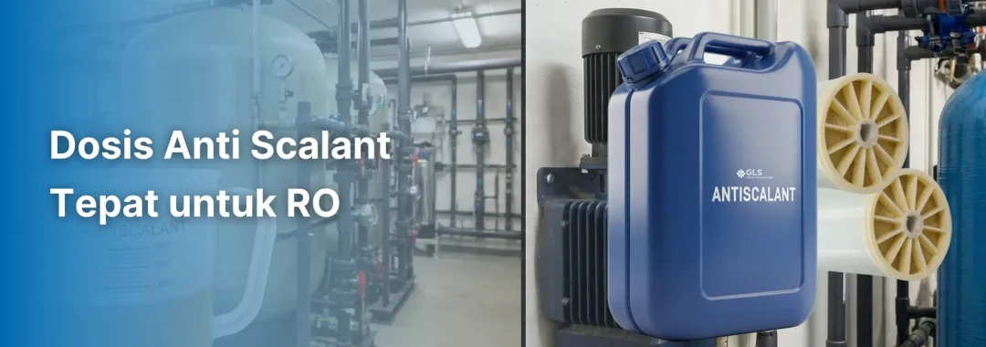 Teknisi melakukan kalibrasi pompa injeksi kimia untuk memastikan dosis anti scalant tepat pada sistem RO industri Gapura Liqua Solutions.