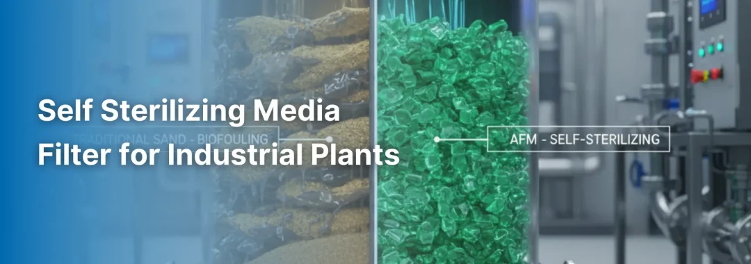 Industrial self sterilizing media filter installation