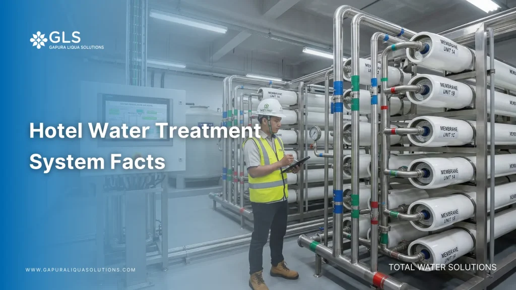 A professional-grade hotel water treatment system featuring multiple reverse osmosis vessels and high-pressure pumps.