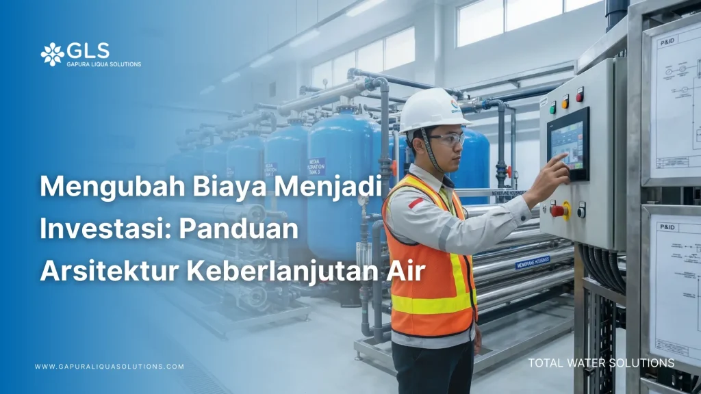 Teknisi senior sedang memeriksa sistem filtrasi untuk memastikan optimasi service life AFM berjalan lancar di ruang utilitas pabrik.