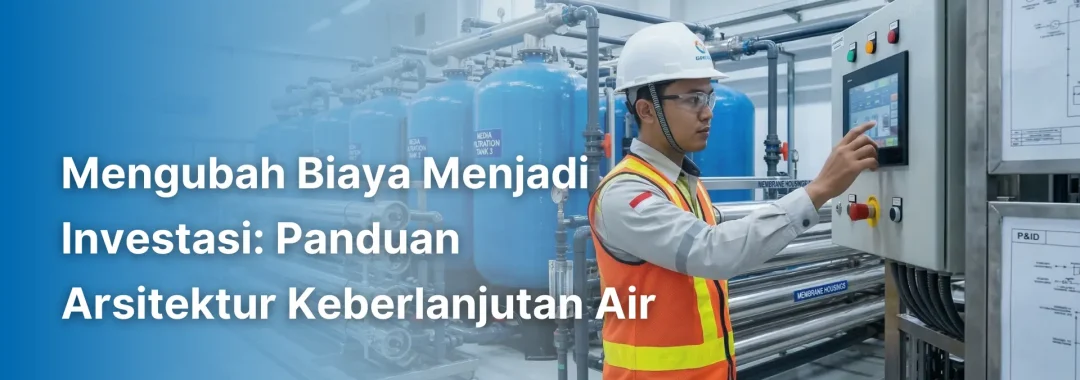 Teknisi senior sedang memeriksa sistem filtrasi untuk memastikan optimasi service life AFM berjalan lancar di ruang utilitas pabrik.