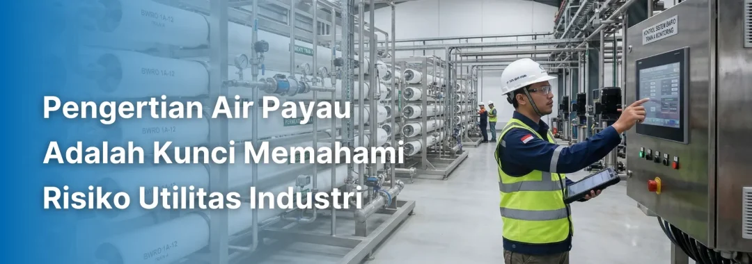 eknisi senior menginspeksi sistem perpipaan dan tabung membran pada instalasi BWRO, memberikan solusi atas pemahaman bahwa pengertian air payau adalah ancaman bagi industri.