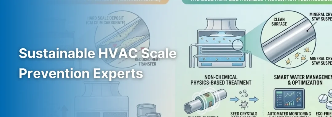 An industrial technician inspecting a high-efficiency chiller unit protected by sustainable HVAC scale prevention water treatment.