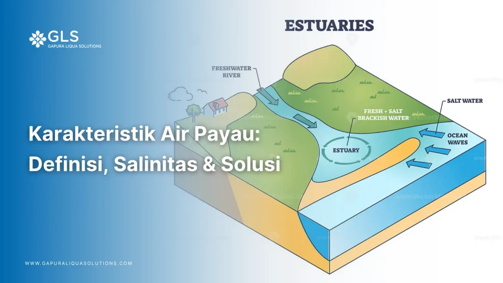 Infografis mengenai karakteristik air payau dan tingkat salinitasnya.