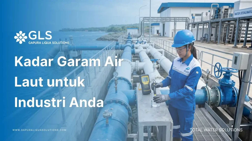 Ilustrasi pengukuran kadar garam air laut menggunakan TDS meter untuk sistem SWRO