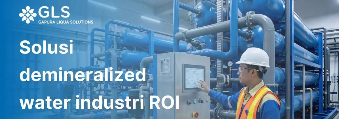 Insinyur GLS sedang memantau panel kontrol dari solusi demineralized water industri untuk memastikan operasi pabrik berjalan 24/7 tanpa henti.