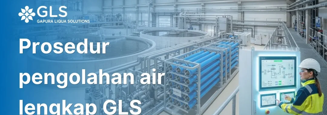 Diagram dan instalasi prosedur pengolahan air lengkap berteknologi tinggi yang dirancang oleh PT Gapura Liqua Solutions untuk fasilitas industri.
